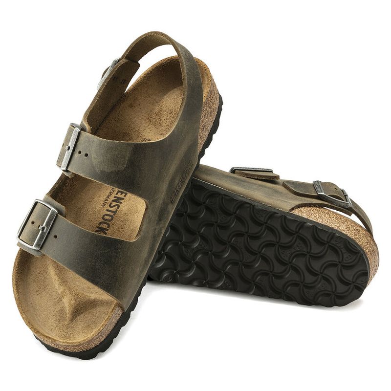 Birkenstock Milano Faded Khaki oljet skinn normal