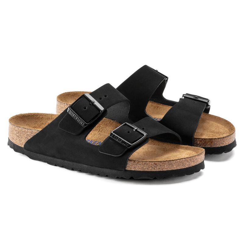 Birkenstock Arizona SFB svart nubuck skinn smal