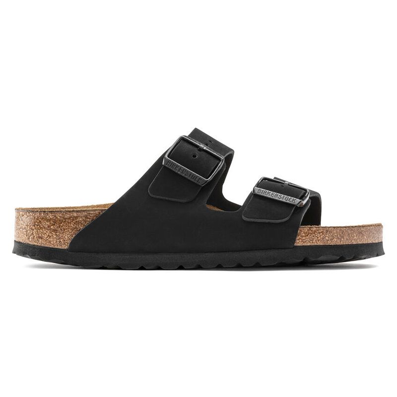 Birkenstock Arizona SFB svart nubuck skinn smal