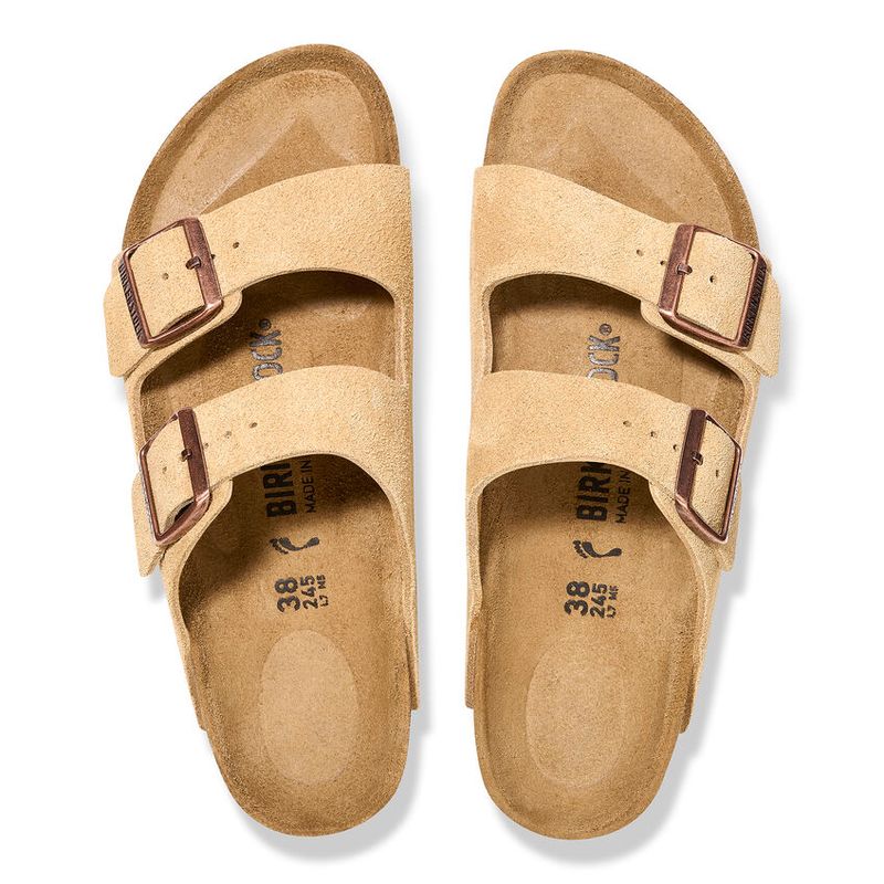 Birkenstock Arizona Latte cream semsket skinn smal myk