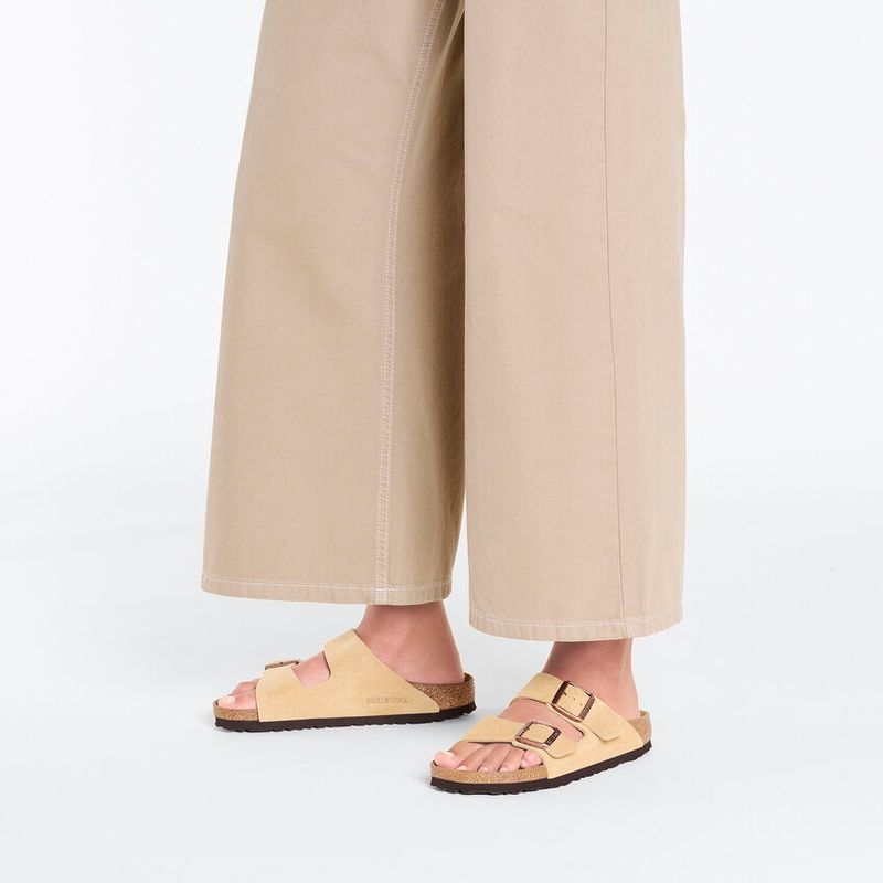 Birkenstock Arizona Latte cream semsket skinn smal myk