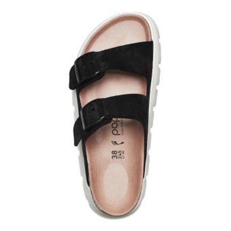 Birkenstock Arizona platform semsket skinn svart smal