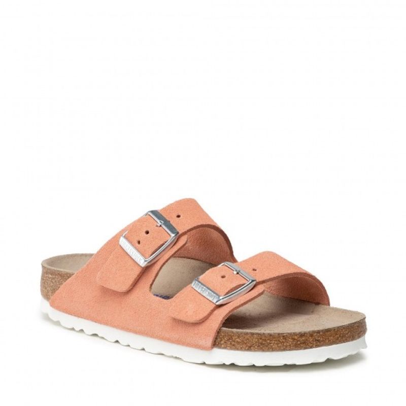 Birkenstock Arizona SFB coral peach semsket skinn smal myk