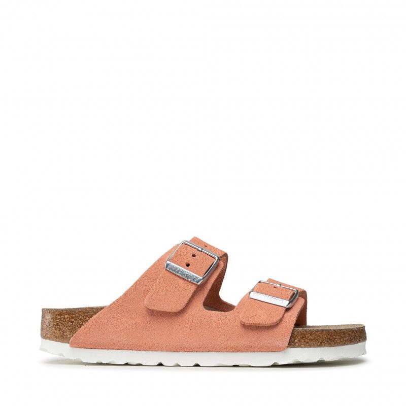 Birkenstock Arizona SFB coral peach semsket skinn smal myk