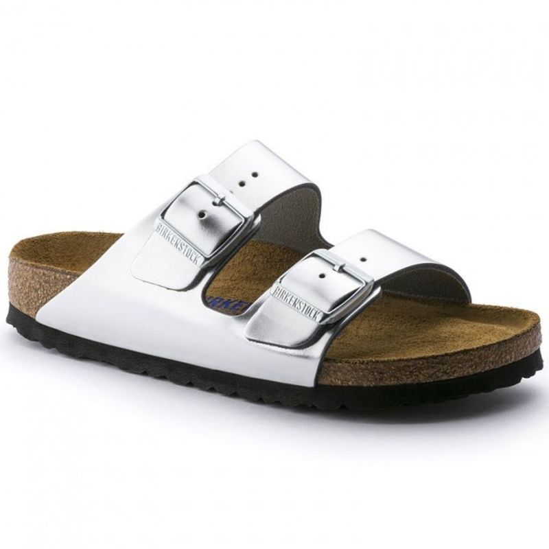 Birkenstock Arizona SFB Silver Met skinn myk - smal