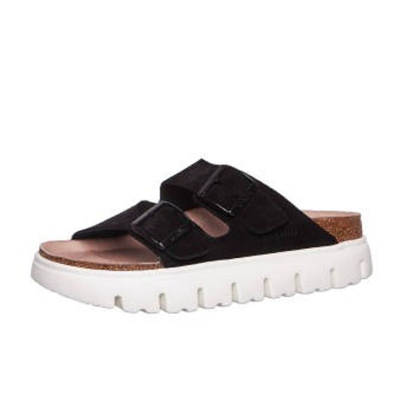 Birkenstock Arizona platform semsket skinn svart smal