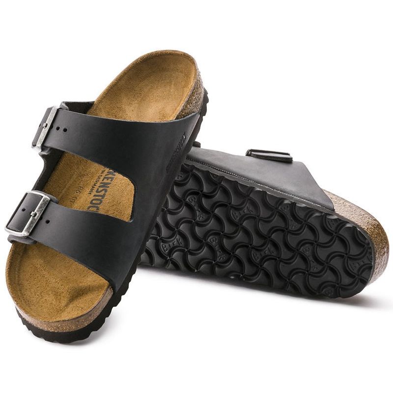 Birkenstock Arizona Svart oljet skinn smal