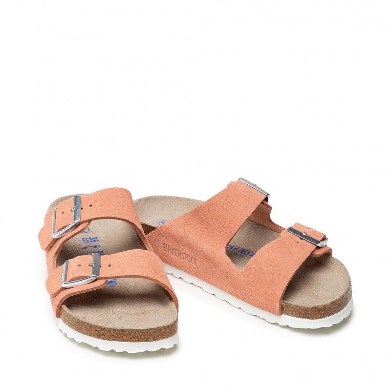 Birkenstock Arizona SFB coral peach semsket skinn smal myk