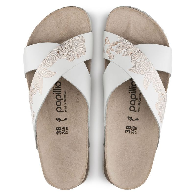 Birkenstock Papillio Daytona ornaments hvit/rosegull skinn smal