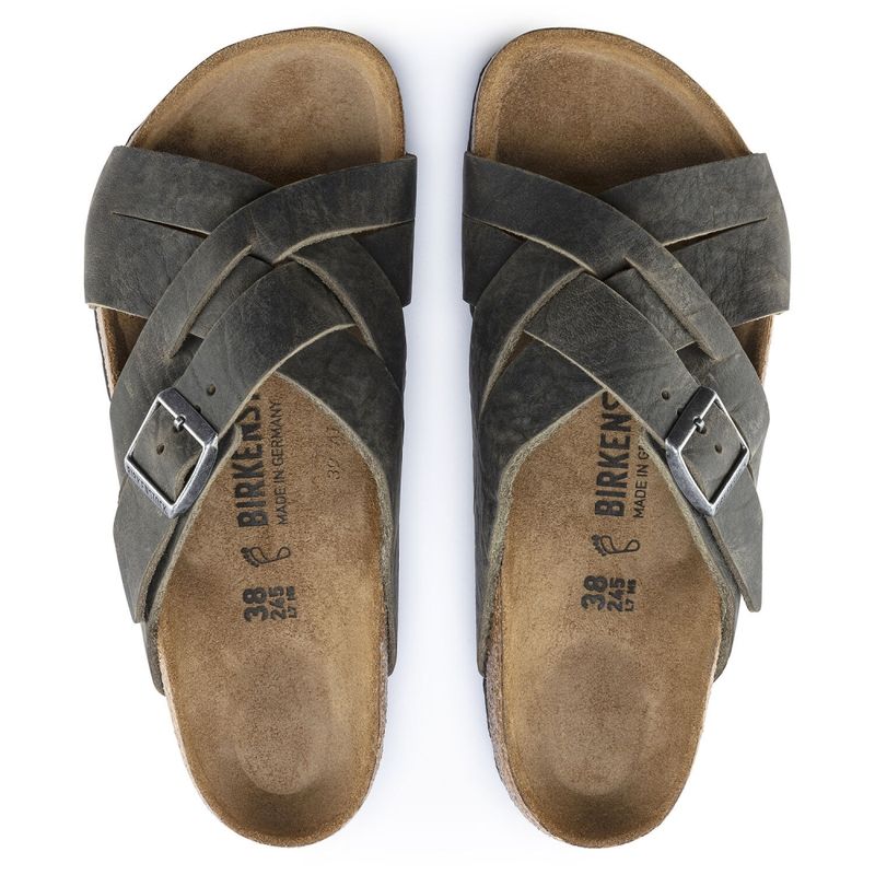 Birkenstock Lugano Faded Khaki oljet skinn normal