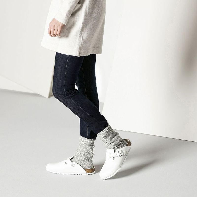 Birkenstock Boston Hvit skinn normal