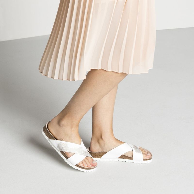 Birkenstock Papillio Daytona ornaments hvit/rosegull skinn smal
