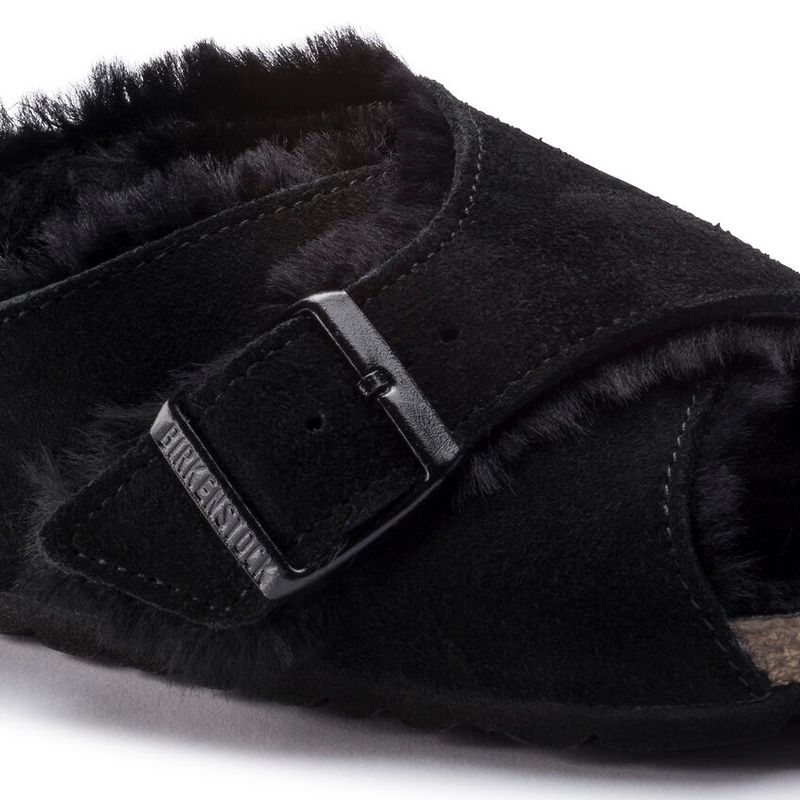 Birkenstock Arosa Svart semsket skinn/lammeull smal