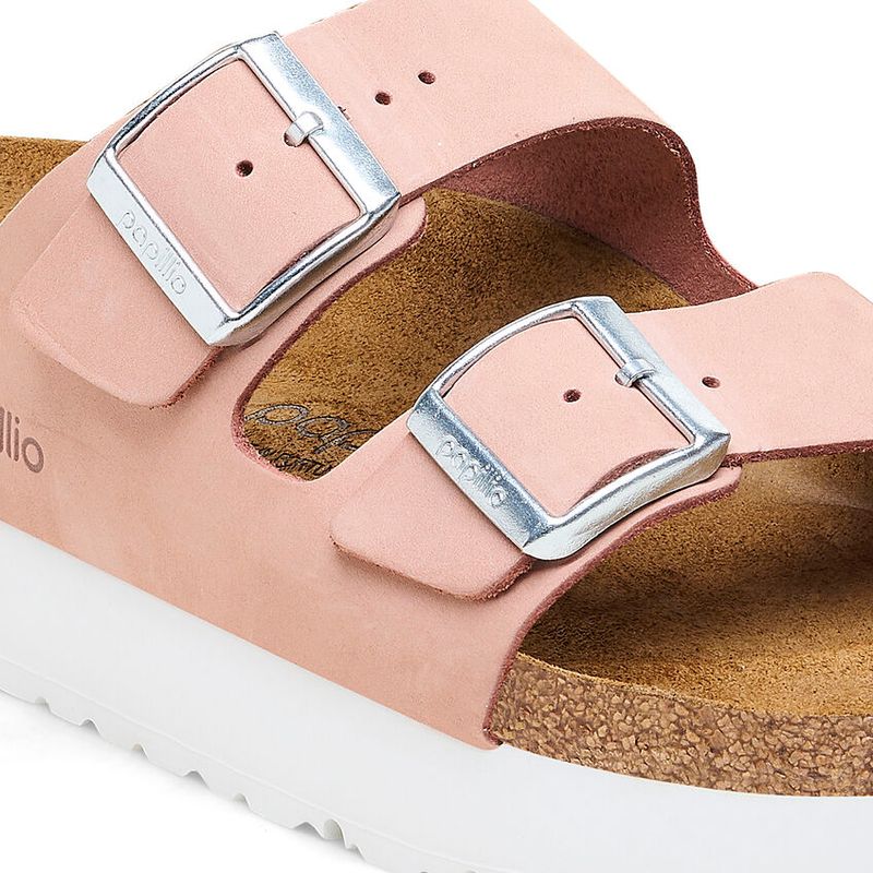 Birkenstock Arizona platform Soft Pink nubuck skinn smal