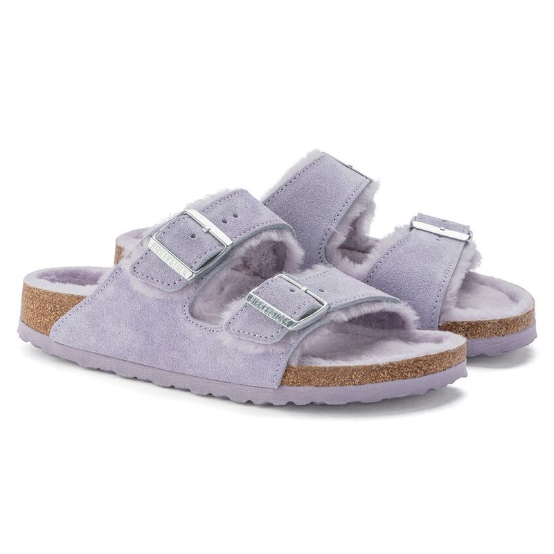 Birkenstock Arizona Shearling purple fog semsket skinn/lammeull 