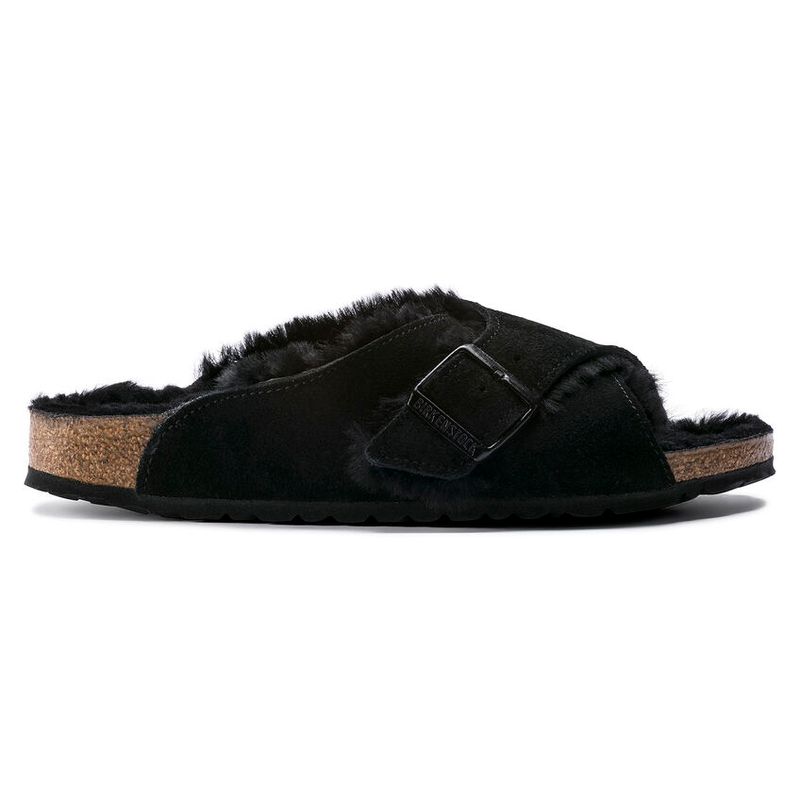 Birkenstock Arosa Svart semsket skinn/lammeull smal
