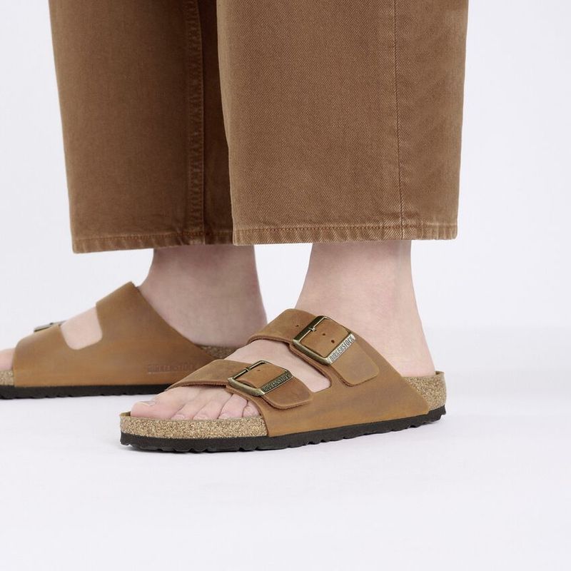 Birkenstock Arizona Cognac oljet nubuck skinn smal