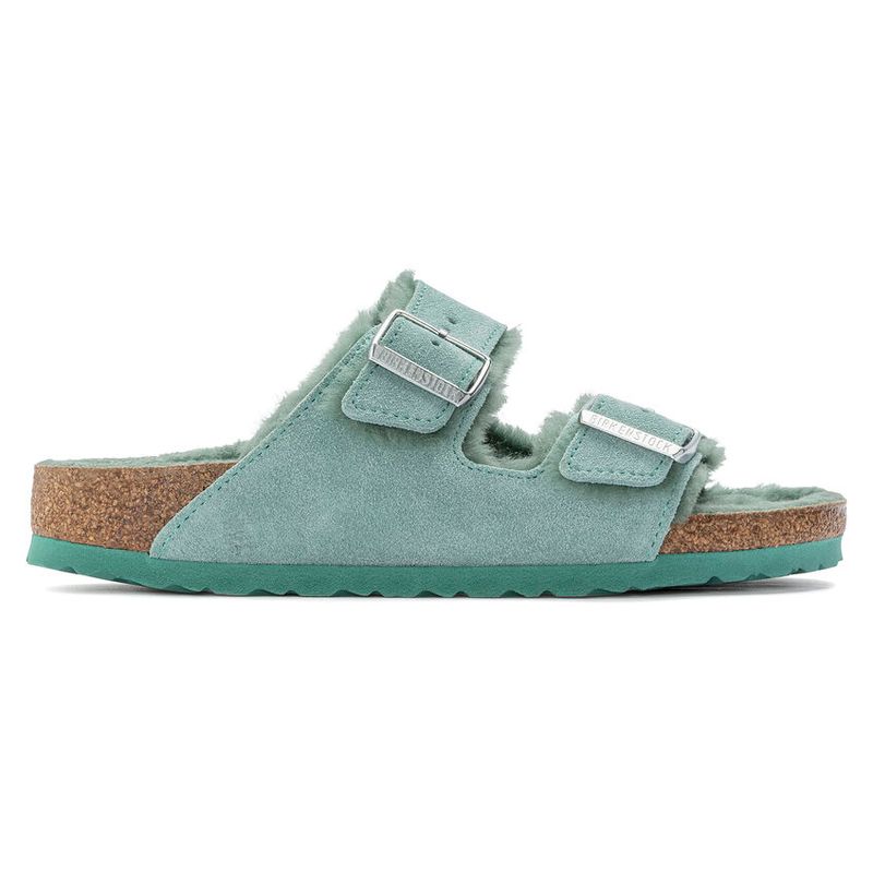 Birkenstock Arizona Shearling Beryl semsket skinn/lammeull smal