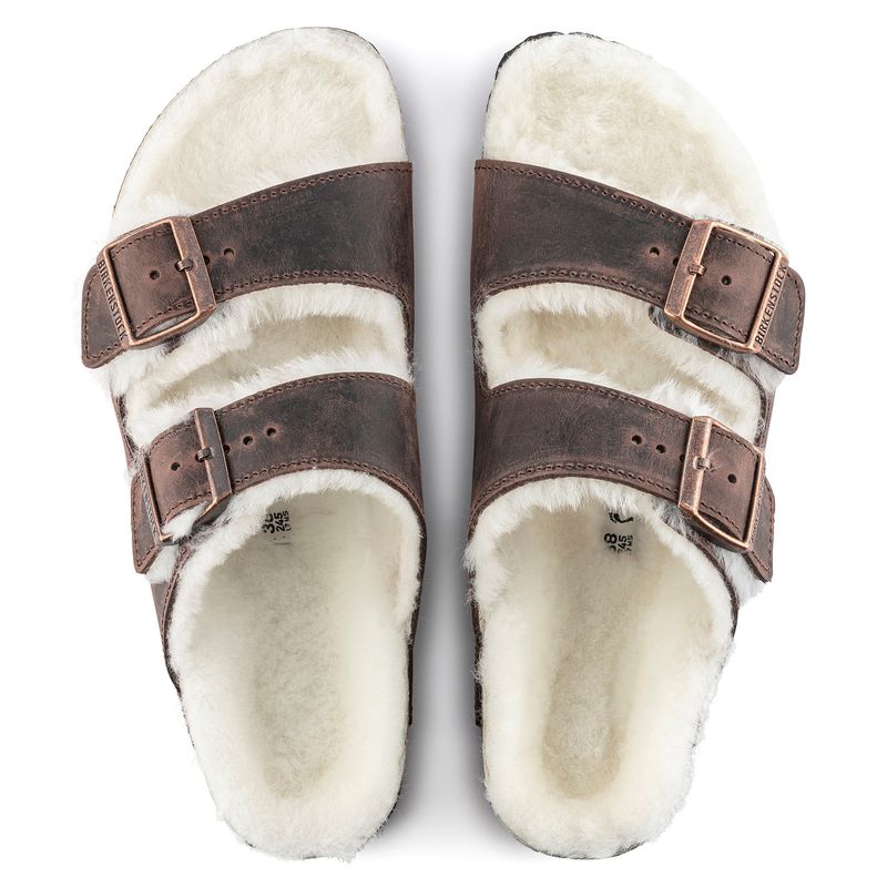 Birkenstock Arizona Shearling Habana skinn smal