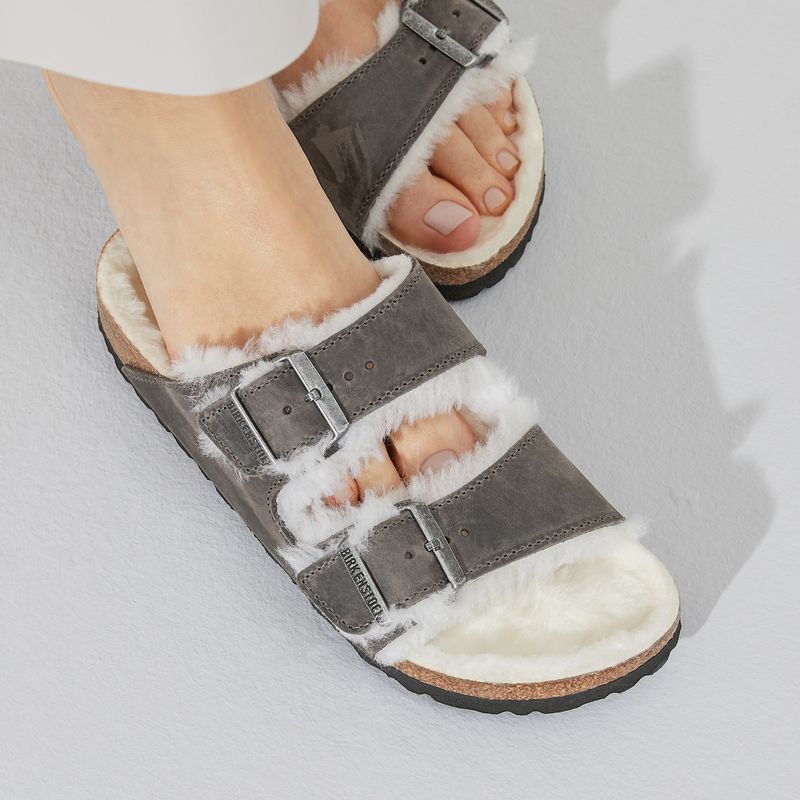 Birkenstock Arizona Shearling Iron skinn smal