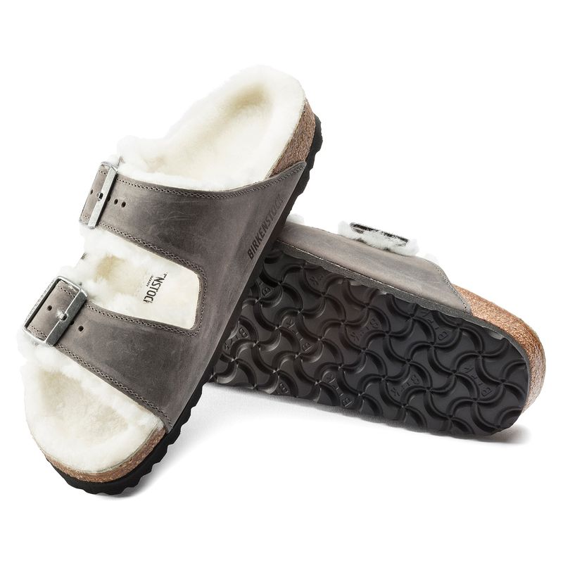 Birkenstock Arizona Shearling Iron skinn smal