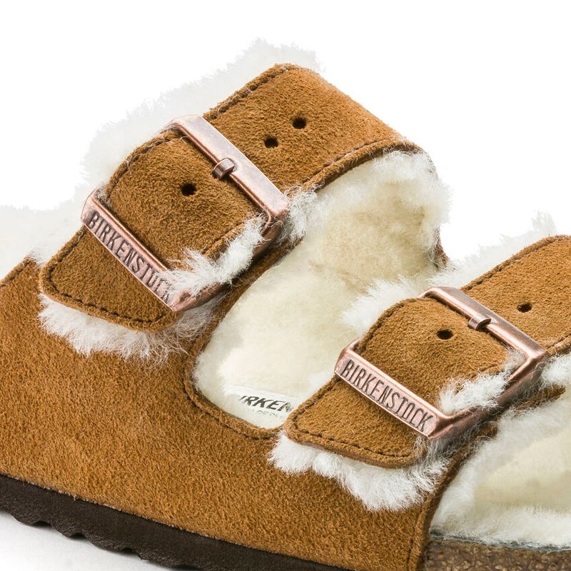Birkenstock Arizona Shearling Mink semsket skinn/lammeull smal