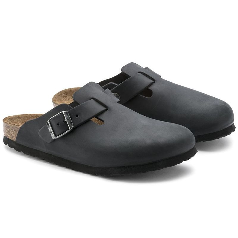 Birkenstock Boston Svart oljet skinn smal