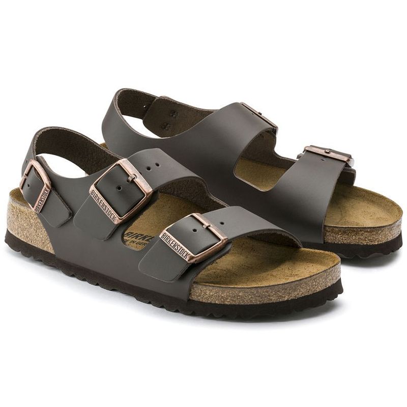 Birkenstock Milano Glatt skinn mørkebrun smal