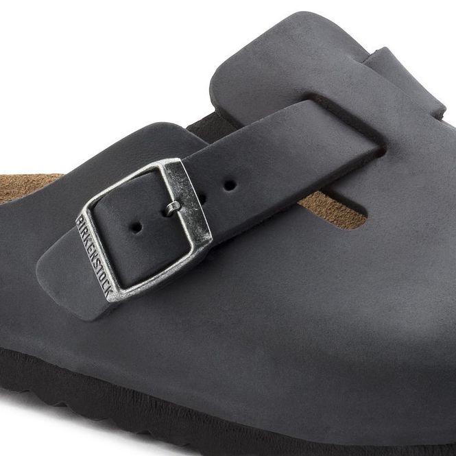Hovedbilde Birkenstock Boston Svart oljet skinn smal