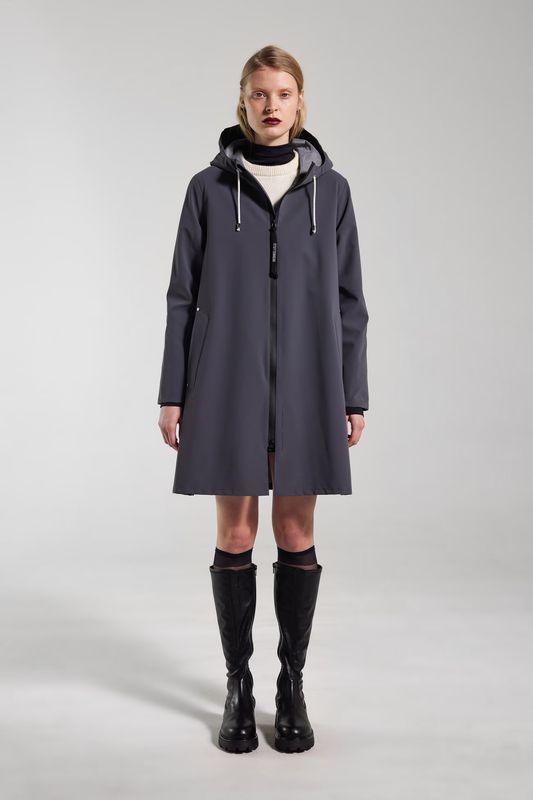 Stutterheim Mosebacke lightweight zip regnjakke dame matt metal