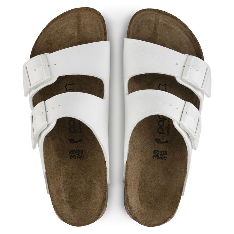 Birkenstock Arizona BF Monochrome marble hvit høy såle smal