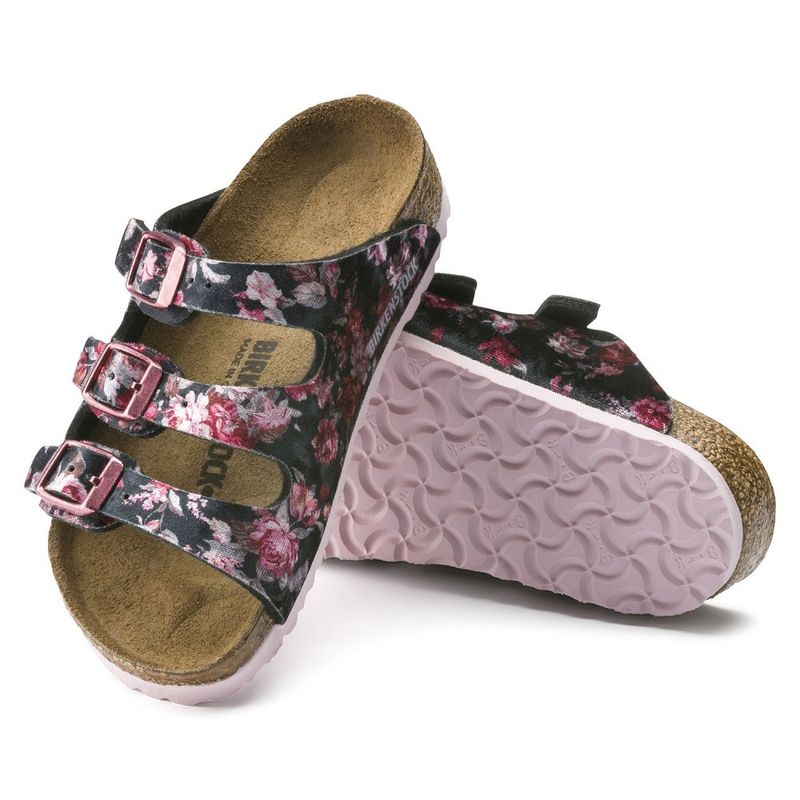 Birkenstock Florida velvet flower svart Birko-flor