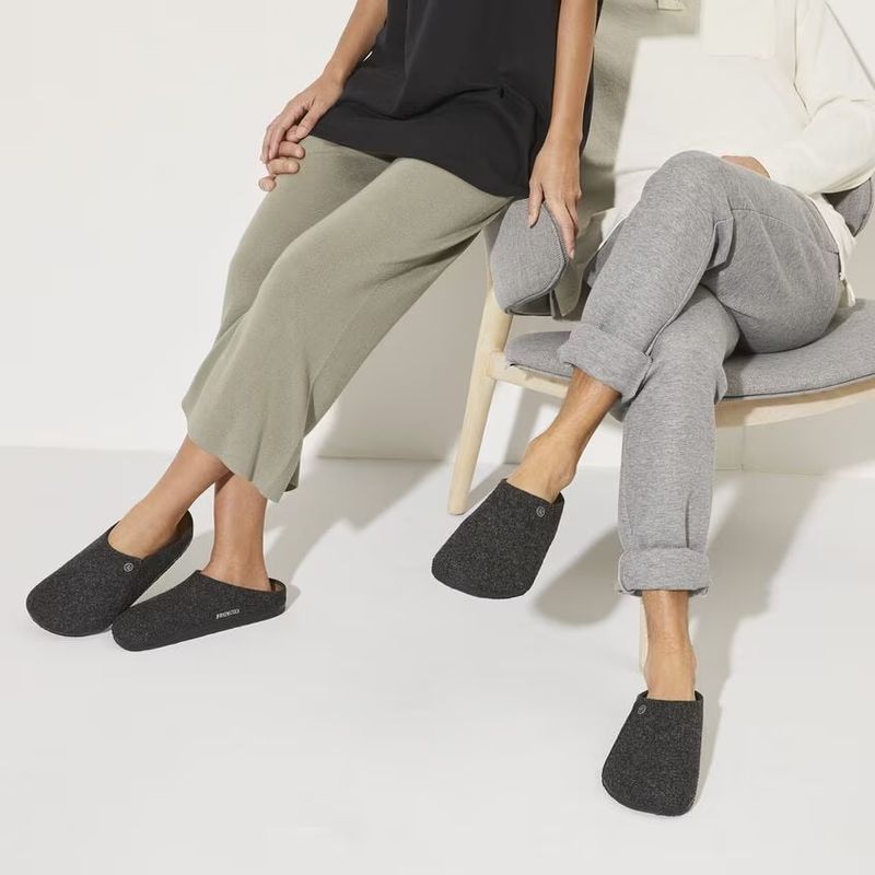 Birkenstock Zermatt Anthracite tøffel ullfleece smal