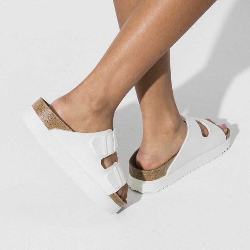 Birkenstock Arizona BF hvit vegan platå smal