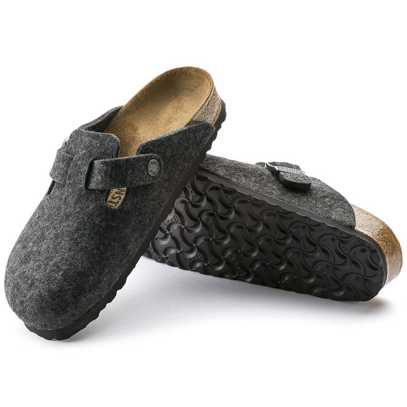 Birkenstock Boston Anthrazit ullfilt normal