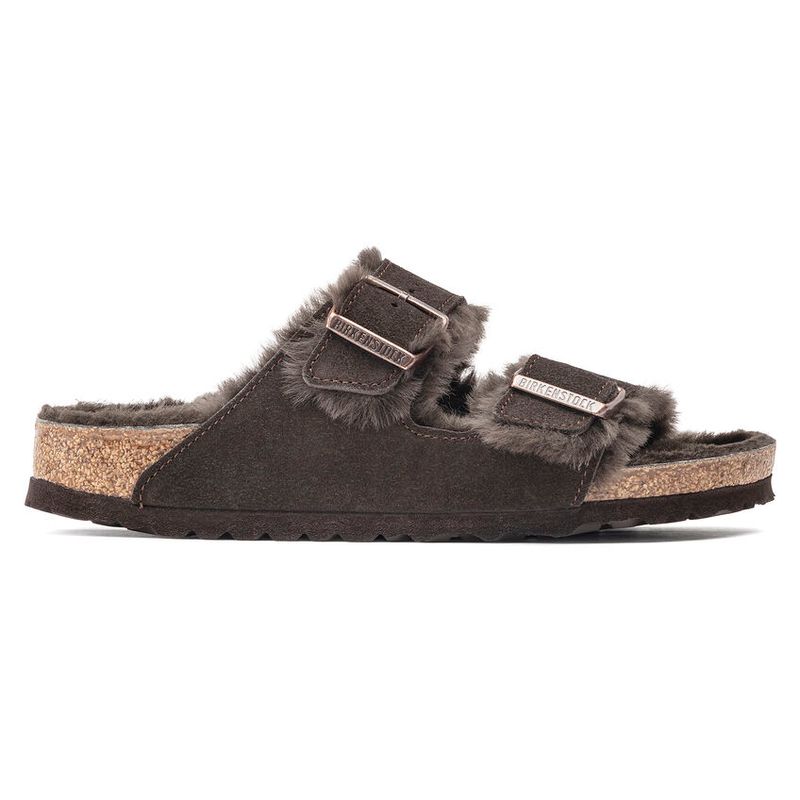 Birkenstock Arizona Shearling Mocca semsket skinn/lammeull smal