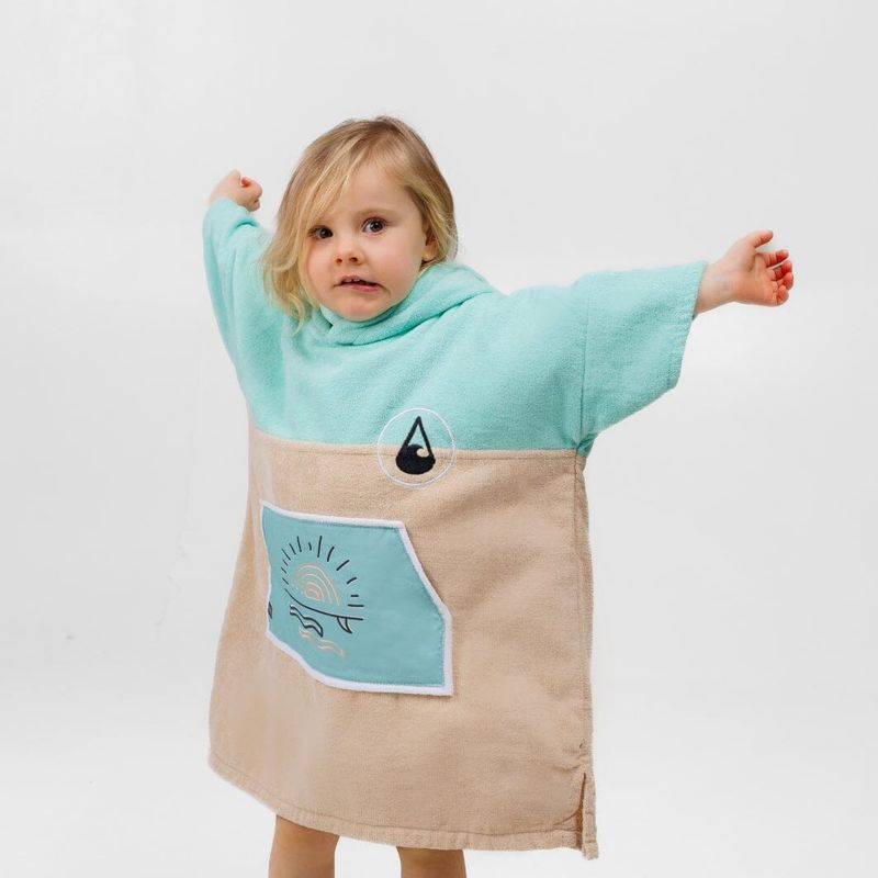 Poncho håndkle Dropsi Beige/grønn Barn XXS