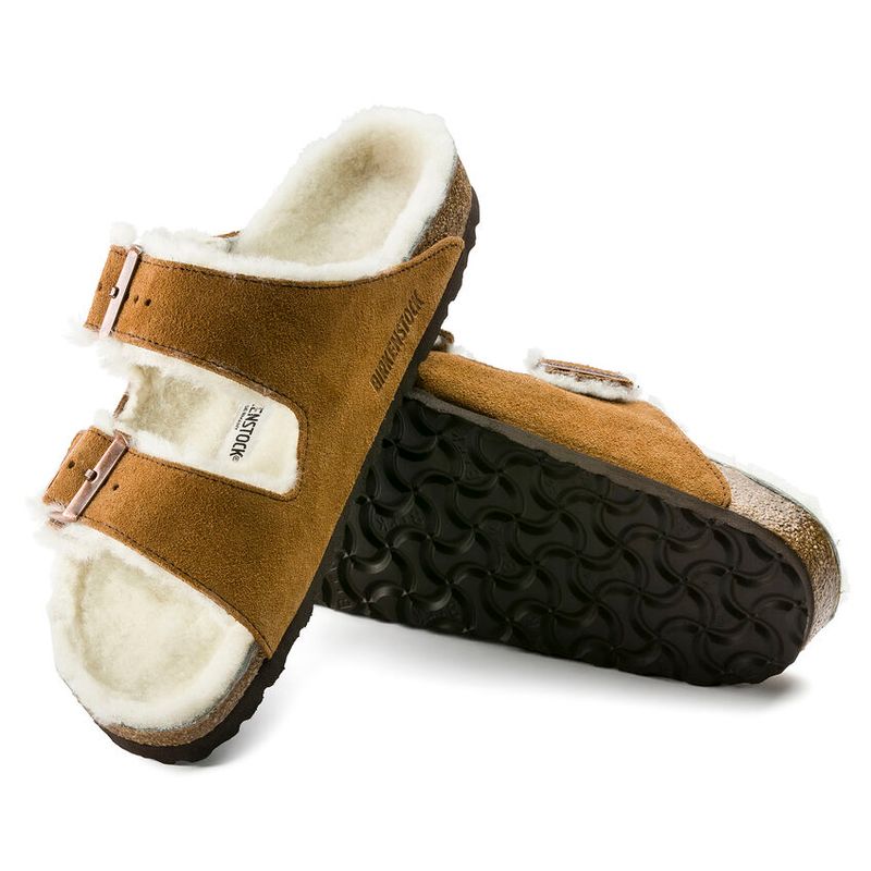 Birkenstock Arizona Shearling Mink semsket skinn/lammeull smal