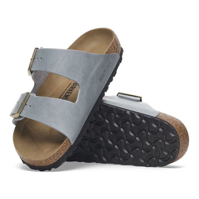 Birkenstock Arizona oljet skinn Basalt Grey smal