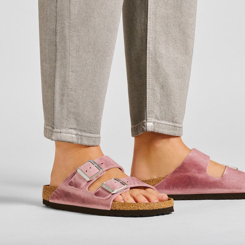 Birkenstock Arizona Lavendel oljet skinn smal