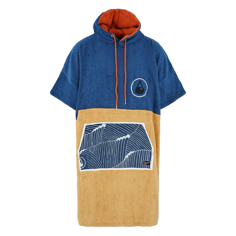 Poncho håndkle Flow blå/beige L